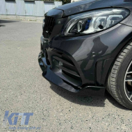 Front Spoiler suitable for Mercedes-Benz C-Class C205 / W205 Facelift 19-21 A Design Line Glossy Black Brabus Look 3 Pieces