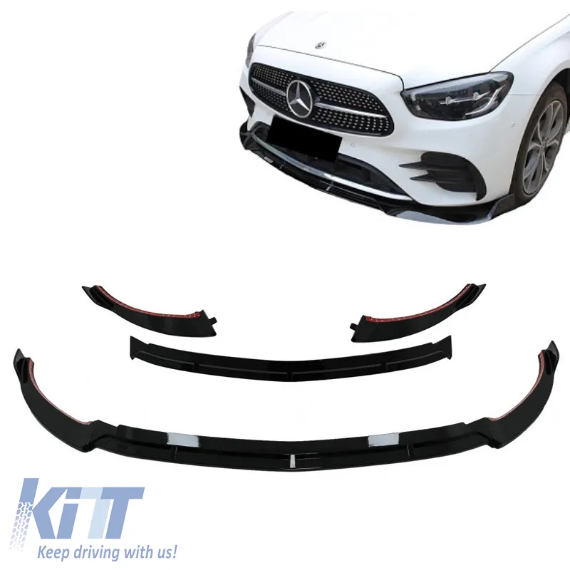 Front Spoiler suitable for Mercedes-Benz E-Class W213 S213 C238 A238 Facelift (2020-Up) A Design Line Glossy Black 3 Pieces