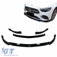 Front Spoiler suitable for Mercedes-Benz E-Class W213 S213 C238 A238 Facelift (2020-Up) A Design Line Glossy Black 3 Pieces