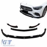 image-6-Front Spoiler suitable for Mercedes-Benz E-Class W213 S213 C238 A238 Facelift (2020-Up) A Design Line Glossy Black 3 Pieces