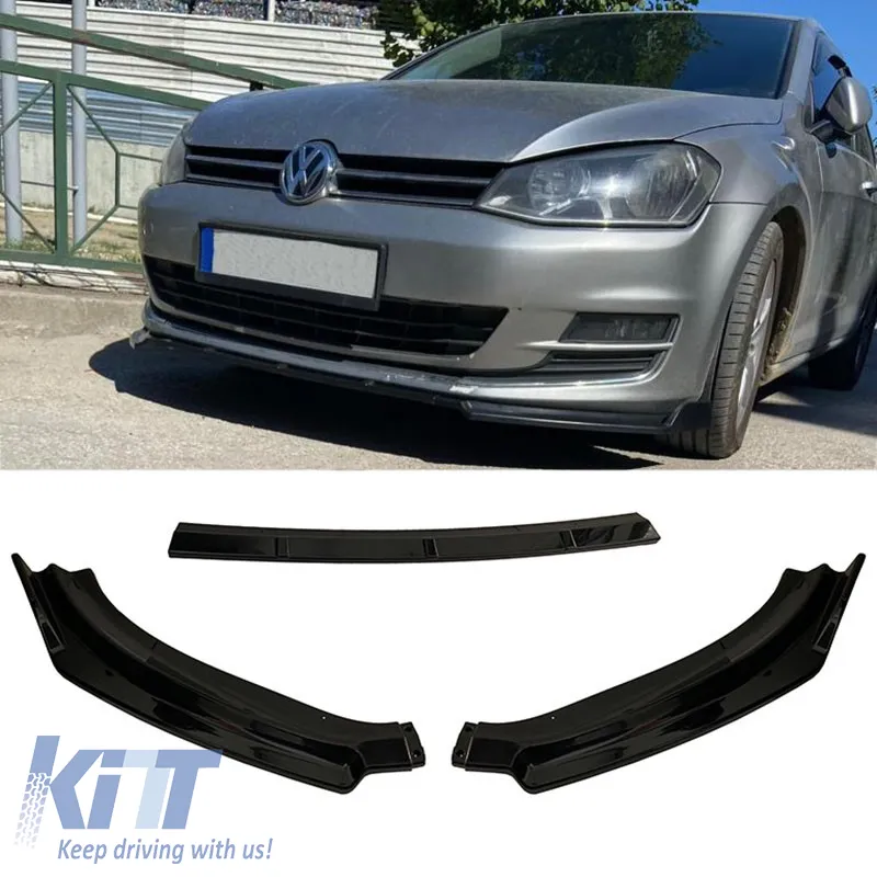 Front Spoiler suitable for VW Golf VII (7) 12-17 Standard Bumper Black Color From Abs Plastic 3 Pieces
