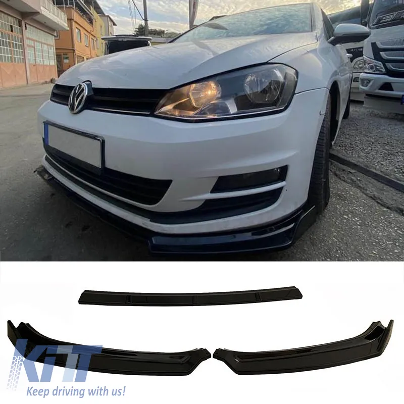 Front Spoiler suitable for VW Golf VII (7.5) 17-20 Standard Bumper Black Color From Abs Plastic 3 Pieces