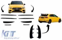 image-37-Fronte e Posteriore Splitters Pinne Aero per Mercedes W177 04.18+ A45 Look Nero