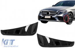 Frontklappen Seite Flossen Flics für Mercedes C W205 S205 Facelift 18-20 Glänzend schwarz-image-6085709