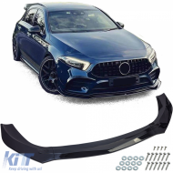 image-22-Frontspoilerlippe Sport schwarz glänzend, geeignet für Mercedes A W177 V177 ab 2018