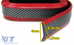 Frontspoilerlippe universal flexibel Carbon-Look rot 5cm 2,5 Meter-image-6197909