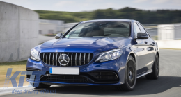 Frontstoßstange Diffusor für Mercedes C A205 C205 2014-2019 C63 Look Glänzend schwarz-image-6077992