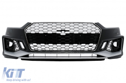 image-48-Frontstoßstange für Audi A5 F5 2017-2019 Quattro RS5 Look Bienenwabe Kühlergrill