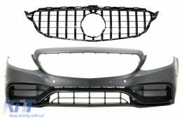 image-46-Frontstoßstange für Mercedes C W205 S205 A205 C205 14-18 C63 Look Gitter Schwarz