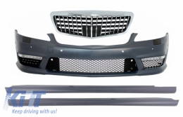 image-29-Frontstoßstange für Mercedes S W221 05-12 S63 S65 Look Zentraler Kühlergrill Seitenschweller