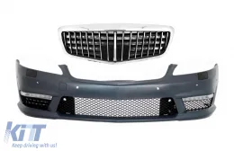 image-71-Frontstoßstange für Mercedes S W221 05-12 Einzelrahmen-Frontgrill S63 S65 Look