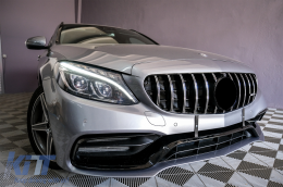 Frontstoßstange für Mercedes W205 S205 A205 C205 2014-2018 C63 Look Gitter Chrom-image-6086078