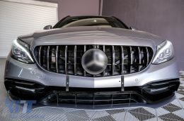 Frontstoßstange für Mercedes W205 S205 A205 C205 2014-2018 C63 Look Gitter Chrom-image-6086083