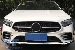 Frontstoßstange Lip Erweiterung für Mercedes A W177 V177 04.18+ A35 Look Schwarz-image-6063464