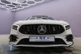 Frontstoßstange Lip Erweiterung für Mercedes A W177 V177 04.18+ A35 Look Schwarz-image-6094927