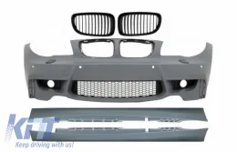 image-9-Frontstoßstange mit Seitenschweller für BMW 1er E87 2004-2011 1M Look PDC-