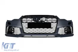 image-3-Frontstoßstange Typ RS6 geeignet für Audi A6 C7 4G 2011-2015 mit PDC, mit Waschdüsenkappen