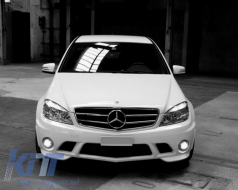 Frontstoßstange  für Mercedes C-Klasse W204 07-12 Kühlergrill C63 Look Ohne NBL-image-6027879