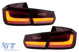 FULL LED BAR Taillights suitable for BMW 3 Series F30 Pre LCI & LCI (2011-2019) Red Clear with Dynamic Sequential Turning Light - TLBMF30TTLEDRC