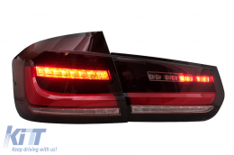 FULL LED BAR Taillights suitable for BMW 3 Series F30 Pre LCI & LCI (2011-2019) Red Clear with Dynamic Sequential Turning Light-image-6105813