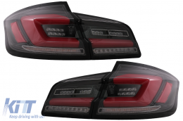 Full LED Bar Taillights suitable for BMW 5 Series F10 (2011-2017) Black Line Dynamic Sequential Turning Signal - TLBMF10BFW
