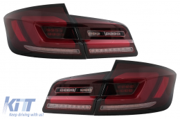 Full LED Bar Taillights suitable for BMW 5 Series F10 (2011-2017) Red Smoke Dynamic Sequential Turning Signal - TLBMF10RSFW