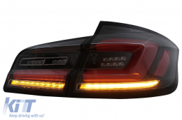 Full LED Bar Задни светлини , подходящи за BMW 5 Series F10 (2011-2017) Черен Line Динамичен Sequential Turning Signal-image-6096154