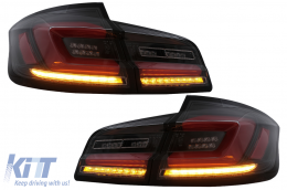 Full LED Bar Задни светлини , подходящи за BMW 5 Series F10 (2011-2017) Черен Line Динамичен Sequential Turning Signal-image-6096155