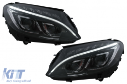 image-68-Full LED DRL Headlights suitable for Mercedes C-Class W205 S205 A205 C205 (2014-2018) Black