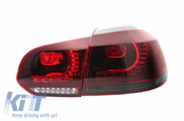 Full LED Hátsó lámpák  VW Golf 6 VI (2008-2013) R20 Design Cseresznyepiros, dinamikus, sorozatos irányjelző fénnyel (LHD és RHD)-image-6037397