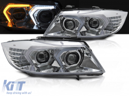 FULL LED HEADLIGHTS CHROME fits BMW E90/E91 05-08-image-6271734