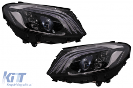 Full LED Headlights suitable for Mercedes C-Class W205 S205 (2014-2020) LHD W222 Design-image-6091838