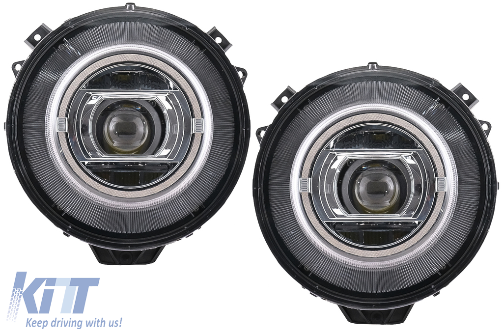 Teljes LED-es fényszórók a Mercedes G-osztály W463 (2005-2017) Chrome Facelift 2018 dizájnhoz, dinamikus indítással