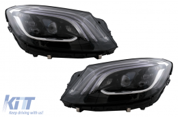 Full LED Headlights suitable for Mercedes S-Class W222 (2013-2020) Black - HLMBW222FLAP