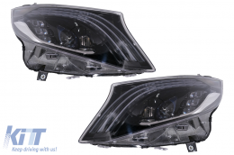 Full LED Headlights suitable for Mercedes V-Class W447 (2016-2020) Black - HLMBW447VL