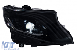 Full LED Headlights suitable for Mercedes V-Class Vito W447 (2014-2024) Black Dynamic Turning Lights-image-6164815