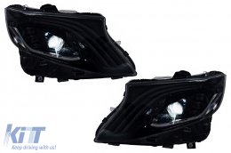 Full LED Headlights suitable for Mercedes V-Class Vito W447 (2014-2024) Black Dynamic Turning Lights-image-6164819