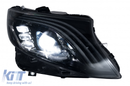 Full LED Headlights suitable for Mercedes V-Class Vito W447 (2014-2024) Black Dynamic Turning Lights-image-6164821