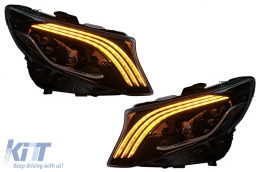 Full LED Headlights suitable for Mercedes V-Class Vito W447 (2014-2024) Black Dynamic Turning Lights-image-6164826