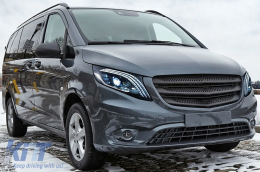 Full LED Headlights suitable for Mercedes V-Class Vito W447 (2014-2024) Black Dynamic Turning Lights-image-6190295
