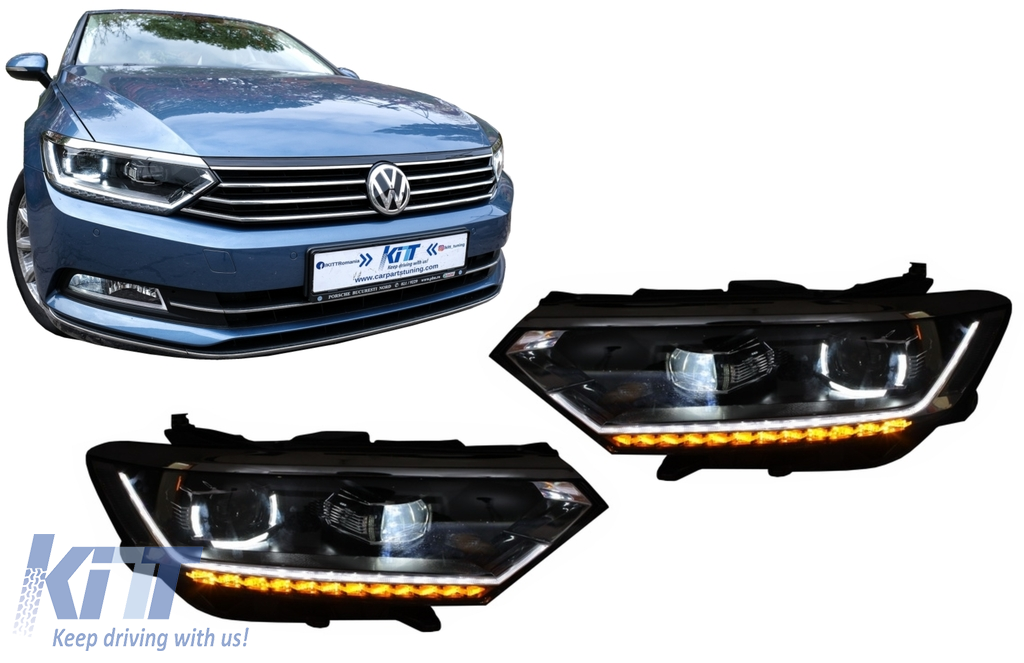 Full LED Headlights suitable for VW Passat B8 3G (2014-2019) Matrix Look with Sequential Dynamic Turning - CarPartsTuning.com