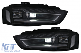 Full LED Scheinwerfer für Audi A4 B8.5 Facelift 12-15 Dynamisch Schwarz A4 B9.5 Look-image-6088123
