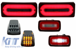 Full LED Taillights Light Bar with Fog Lamp and Turning Lights suitable for Mercedes G-class W463 (1989-2015) RED Dynamic Sequential Turning Lights - COTLMBW463LBRFLTR