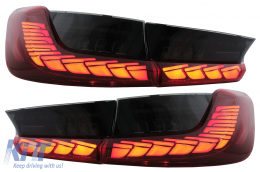 Full LED Taillights suitable for BMW 3 Series G20 G28 M3 G80 Sedan (2018-2022) Red Smoke with Dynamic Sequential Turning Light - TLBMG20LED