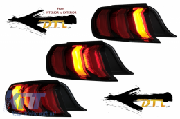 Full LED Taillights suitable for Ford Mustang VI S550 (2015-2019) Red with Dynamic Sequential Turning Lights-image-6059829