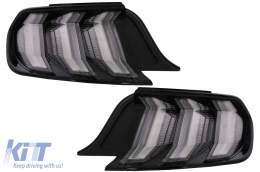 Full LED Taillights suitable for Ford Mustang VI S550 (2015-2019) Smoke Clear with Dynamic Sequential Turning Lights - TLFMUC