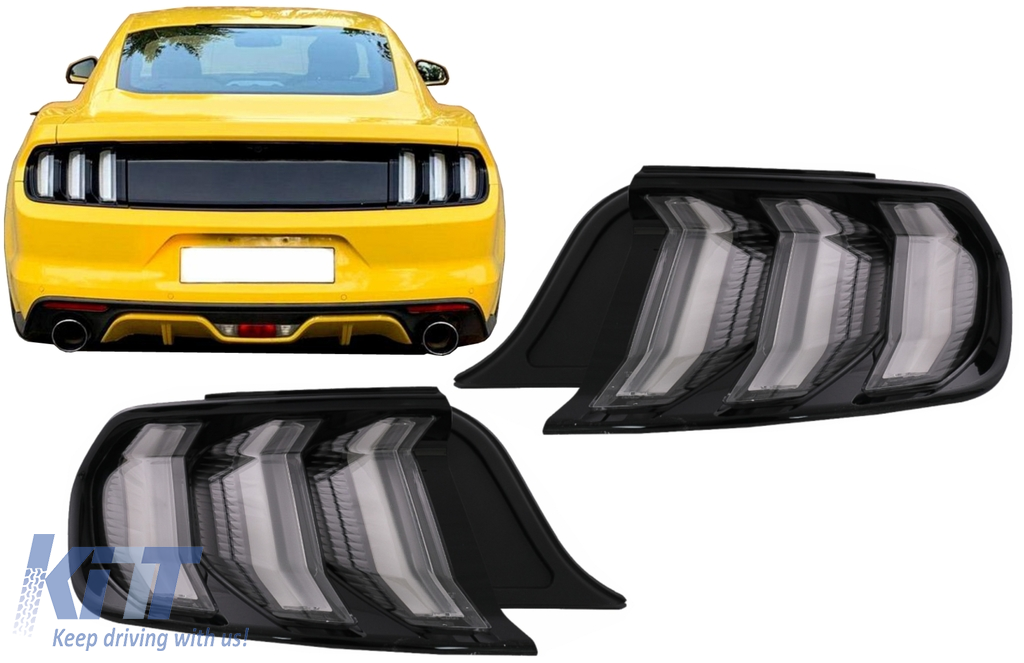Full LED suitable for Ford Mustang VI S550 (2015-2019) Smoke Clear with Dynamic Sequential Turning Lights - CarPartsTuning.com