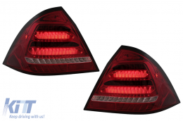 Full LED Taillights suitable for Mercedes C-Class W203 Sedan (2000-2004) Red Clear with Dynamic Turn Signal - TLMBW203RCFW
