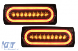 Full LED Taillights suitable for Mercedes G-Class W463 (1989-2017) with Dynamic Sequential Turning Signal Smoke
