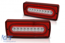 Full LED Taillights suitable for Mercedes G-Class W463 (1990-2012) Red Clear With Dynamic Turn Signal - TLMBW463TTRCFW